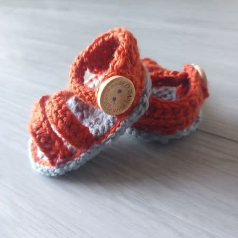 Handmade Orange and Gray Kids Sandals